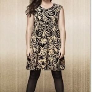 Lane Bryant Black & Gold Fit & Flare Dress with Pockets 22W EUC